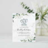 BUDGET Elephant Eucalyptus Baby shower Uitnodiging (Staand voorkant)