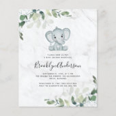 BUDGET Elephant Eucalyptus Baby shower Uitnodiging (Voorkant)