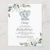 BUDGET Elephant Eucalyptus Baby shower Uitnodiging (Voorkant)