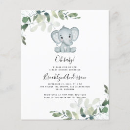 BUDGET Elephant Eucalyptus Baby shower Uitnodiging