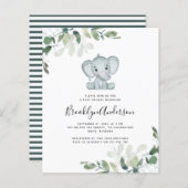 BUDGET Elephant Eucalyptus Baby shower Uitnodiging (Voorkant / Achterkant)