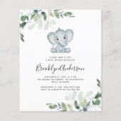 BUDGET Elephant Eucalyptus Baby shower Uitnodiging (Voorkant)