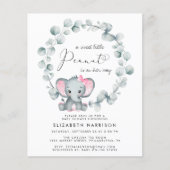 Budget Elephant Eucalyptus Girl Baby shower Uitnod (Voorkant)