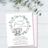 Budget Elephant Eucalyptus Girl Baby shower Uitnod