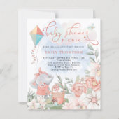 Budget Elephant Florals Baby shower Picnic Invite (Voorkant)