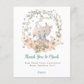 Budget Elephant Foliage Boy Baby shower Dank u (Voorkant)