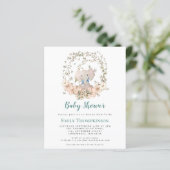 Budget Elephant Foliage Boy Baby shower Uitnodigin (Staand voorkant)