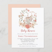 Budget Elephant Foliage Peach Baby shower nodigt u (Voorkant / Achterkant)