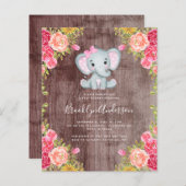 BUDGET Elephant Girl Baby shower Invitation (Voorkant / Achterkant)