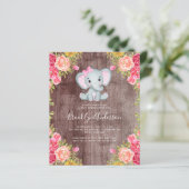 BUDGET Elephant Girl Baby shower Invitation (Staand voorkant)