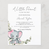 Budget Elephant Girl Baby shower Invitation (Voorkant)