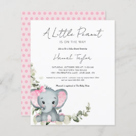 Budget Elephant Girl Baby shower Invitation