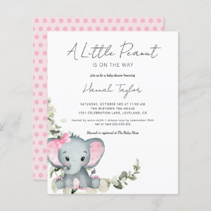 Budget Elephant Girl Baby shower Invitation