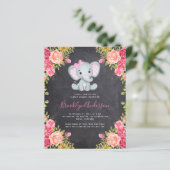 BUDGET Elephant Girl Baby shower Invitation (Staand voorkant)