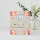 BUDGET Elephant Girl Baby shower Invitation (Staand voorkant)