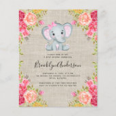 BUDGET Elephant Girl Baby shower Invitation (Voorkant)