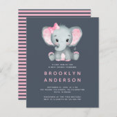BUDGET Elephant Girl Baby shower Invitation (Voorkant / Achterkant)