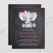 BUDGET Elephant Girl Baby shower Invitation (Voorkant / Achterkant)