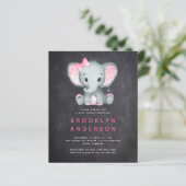 BUDGET Elephant Girl Baby shower Invitation (Staand voorkant)