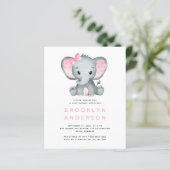 BUDGET Elephant Girl Baby shower Invitation (Staand voorkant)
