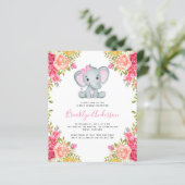 BUDGET Elephant Girl Baby shower Invitation (Staand voorkant)