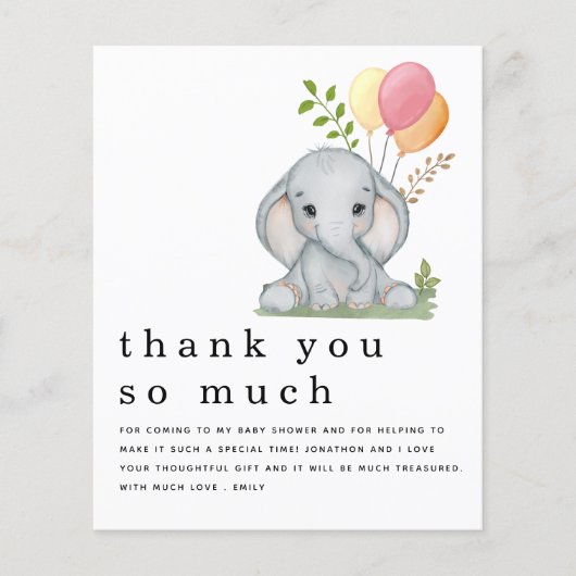 BUDGET Elephant Girl Baby shower Roze dank (Voorkant)