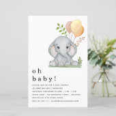 Budget Elephant Girl Boy Baby shower Yellow Invite (Staand voorkant)