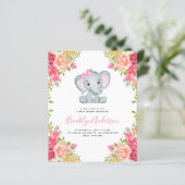BUDGET Elephant Girl Photo Baby shower Invitation (Staand voorkant)