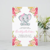 BUDGET Elephant Girl Photo Baby shower Invitation (Staand voorkant)