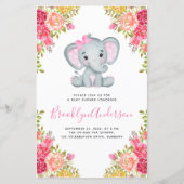 BUDGET Elephant Girl Photo Baby shower Invitation (Voorkant)