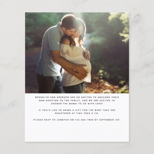 BUDGET Elephant Girl Photo Baby shower Invitation (Achterkant)