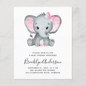 BUDGET Elephant Girl Photo Baby shower Invitation (Voorkant)