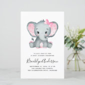 BUDGET Elephant Girl Photo Baby shower Invitation (Staand voorkant)