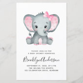 BUDGET Elephant Girl Photo Baby shower Invitation (Voorkant)