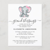BUDGET Elephant Grandma Baby shower Uitnodiging (Voorkant)