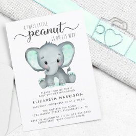 Budget Elephant Mint Baby shower Uitnodiging