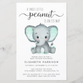 Budget Elephant Mint Baby shower Uitnodiging (Voorkant)