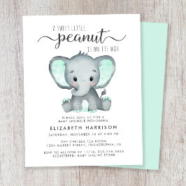 Budget Elephant Mint Baby Sprinkle Uitnodiging