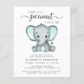 Budget Elephant Mint Baby Sprinkle Uitnodiging (Voorkant)