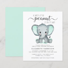 Budget Elephant Mint Virtueel Baby shower nodigt u