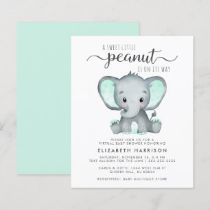 Budget Elephant Mint Virtueel Baby shower nodigt u