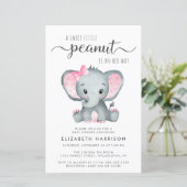 Budget Elephant Pink Baby shower Uitnodiging (Staand voorkant)