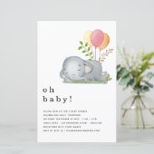 BUDGET Elephant Pink Girl Baby shower Invitation (Staand voorkant)