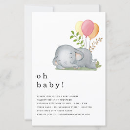 BUDGET Elephant Pink Girl Baby shower Invitation
