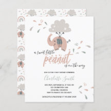 Budget Elephant Pink Girl's Baby shower Invitation