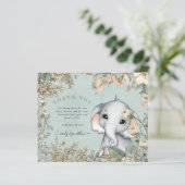 Budget Elephant Powder Blue Baby shower Hartelijk (Staand voorkant)