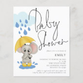 Budget Elephant Rain Baby shower Uitnodigen (Voorkant)