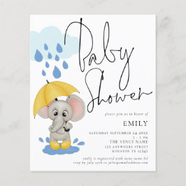 Budget Elephant Rain Baby shower Uitnodigen