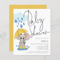 Budget Elephant Rain Baby shower Uitnodigen