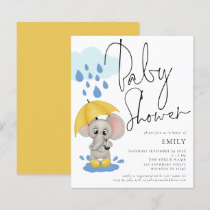 Budget Elephant Rain Baby shower Uitnodigen